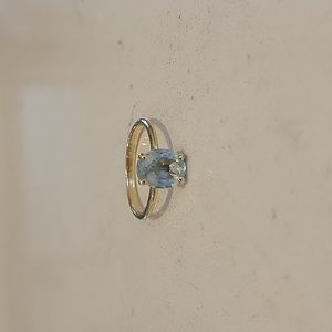 Aqua Marine Solitaire 14K Gold Ring